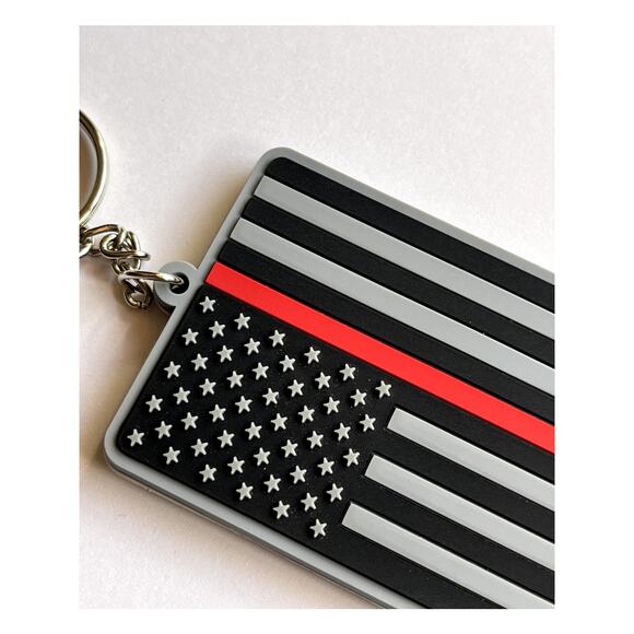 Thin Red Line American Flag Keychain Fire Department - Picture 6 of 7